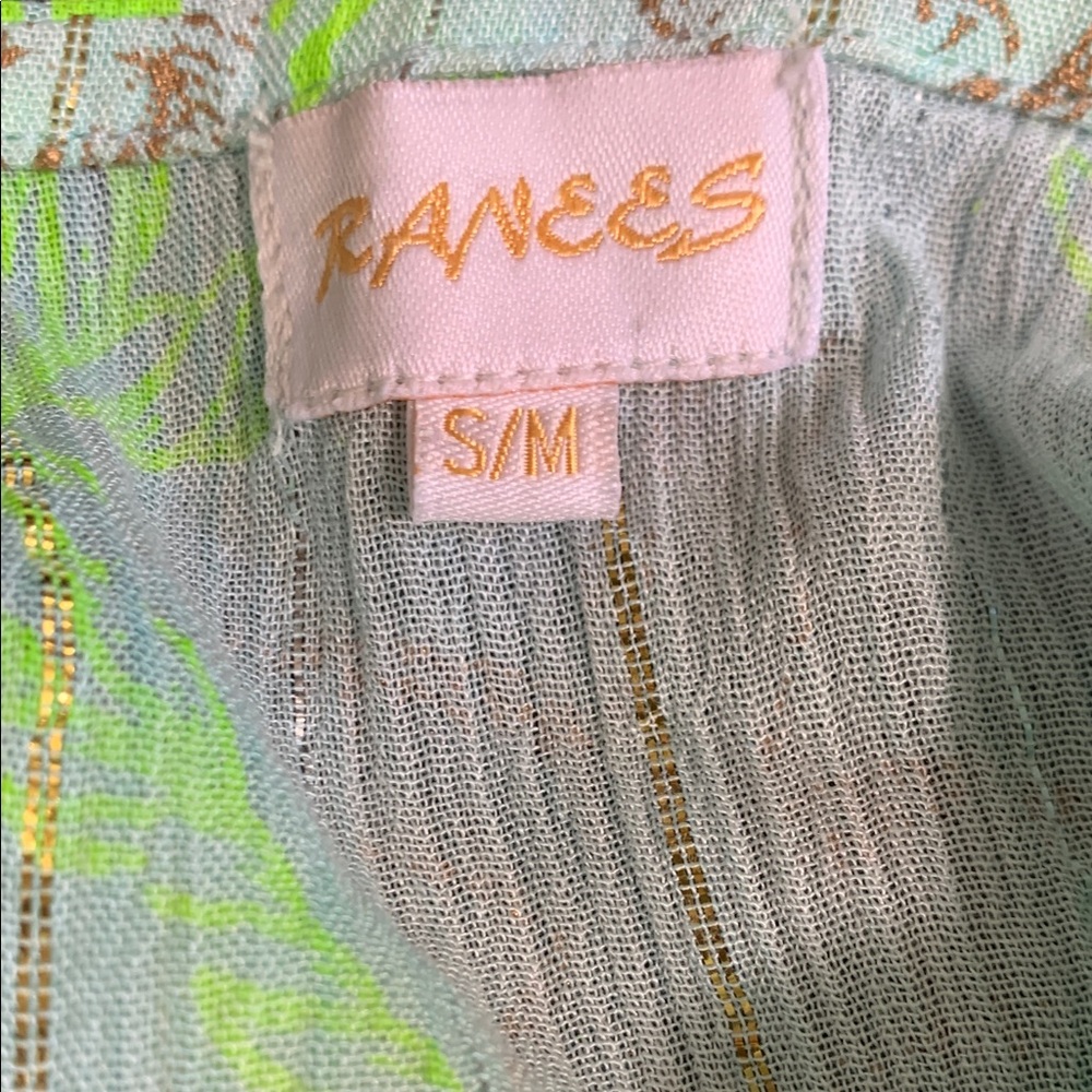 TROPICAL GLAMOUR | RANEES Printed Cover-Up Robe - Green & Blue S/M - Picture 5 of 10